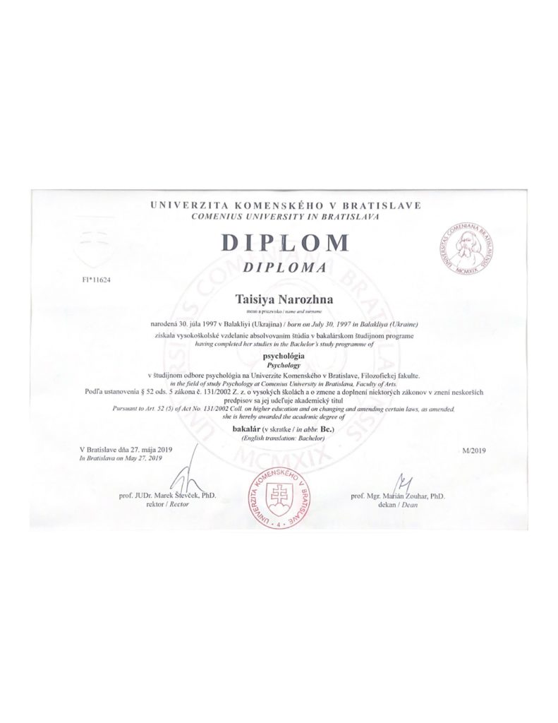 Diplom bachelor of psychology